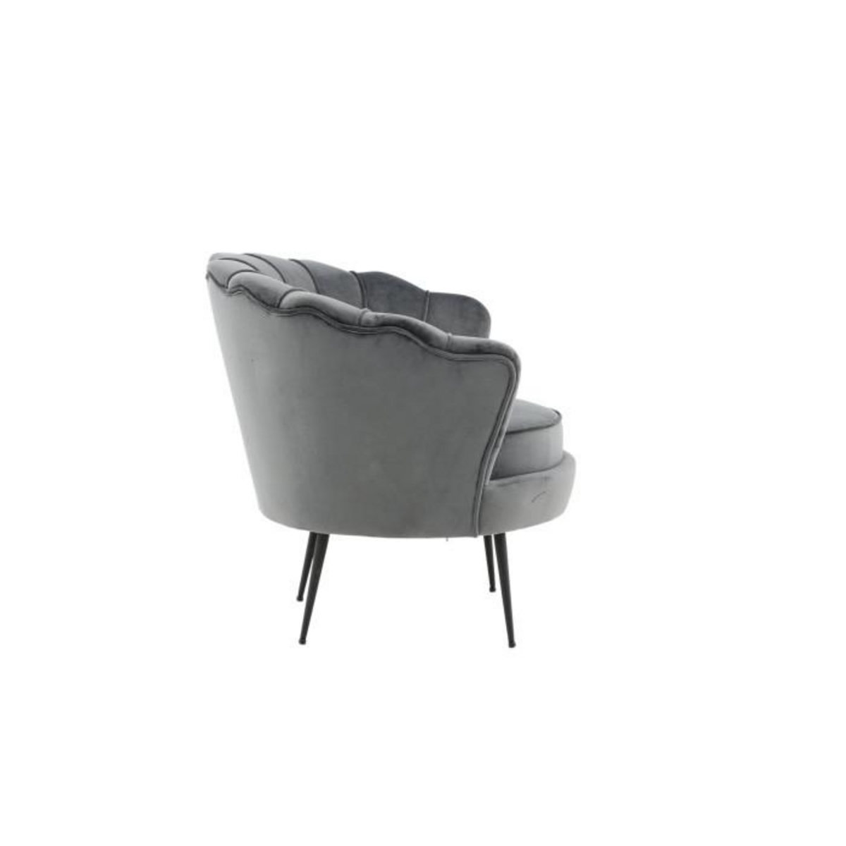 Paris Prix Fauteuil Coquillage en Velours  Calais  83cm Gris Foncé