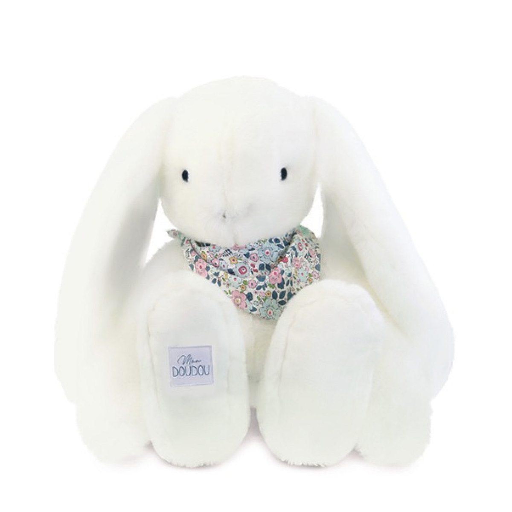 DOUDOU ET COMPAGNIE Lapin fleurette - blanc 50 cm