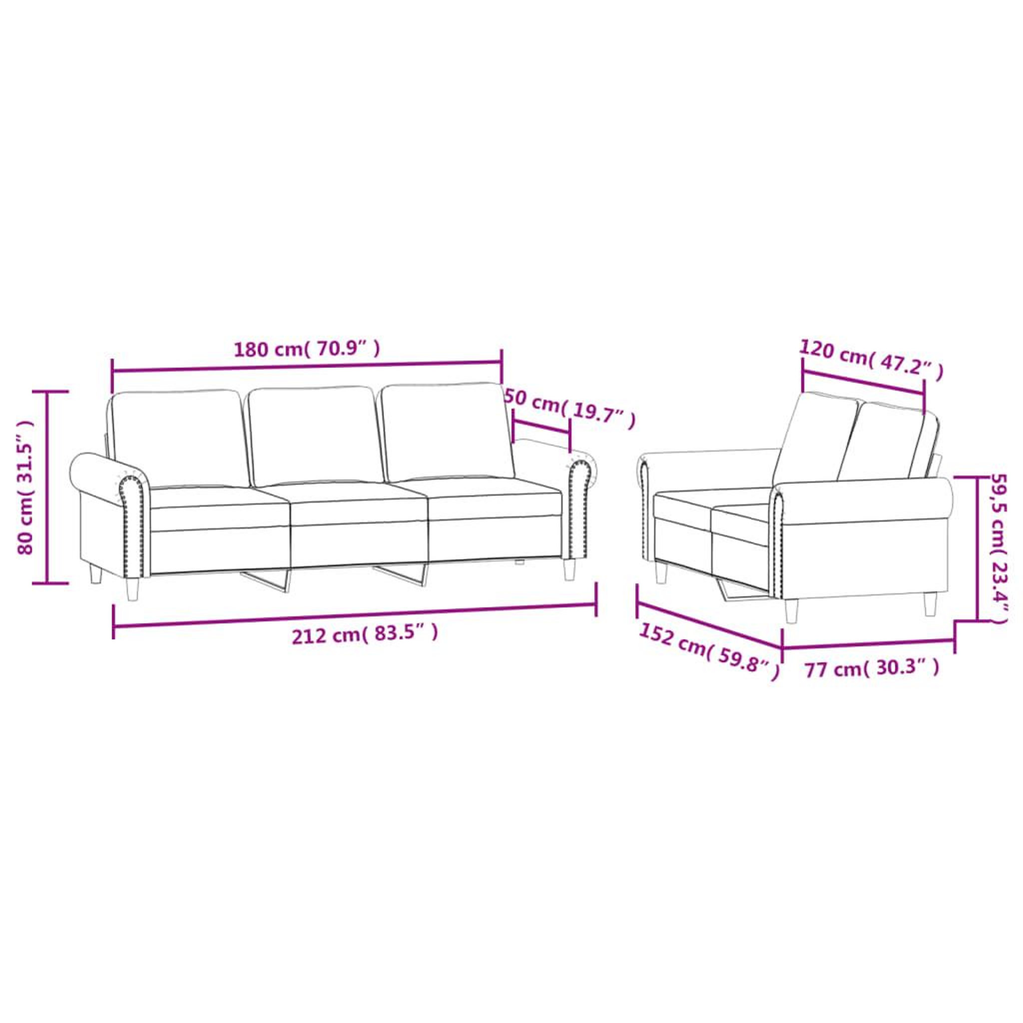 Voir la diapositive 6 : VIDAXL Ensemble de canapes 2 pcs avec coussins Jaune Velours