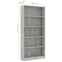 Voir la diapositive 6 : VIDAXL Bibliotheque a 5 niveaux Gris beton 80x24x175cm Bois ingenierie