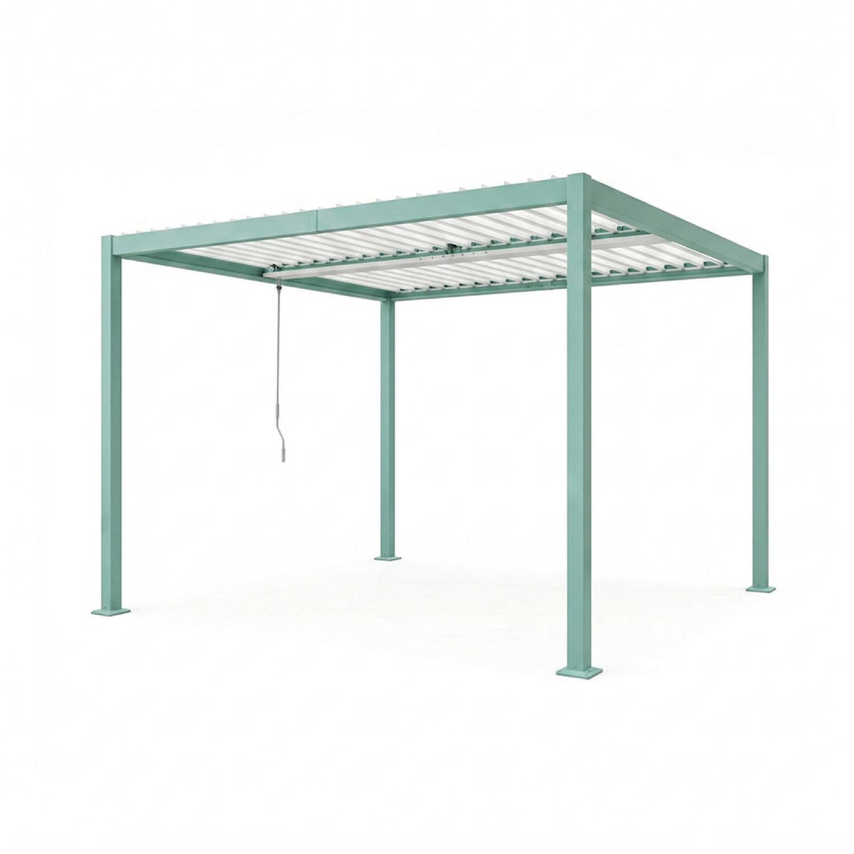 CONCEPT USINE Pergola bioclimatique structure aluminium vert lames orientables 3x3m CORFU