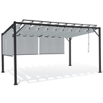 ID MARKET Pergola édition luxe lames orientables 3x4 M et 4 stores gris clair