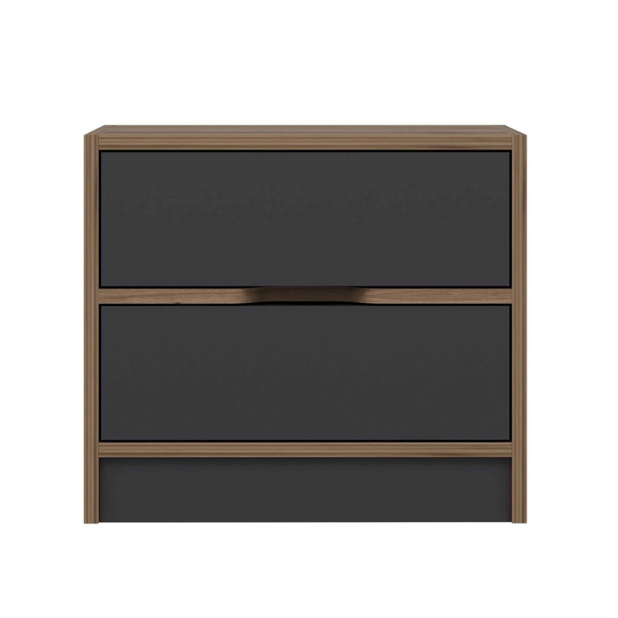 CONCEPT USINE Table de chevet bois et gris 2 tiroirs molde