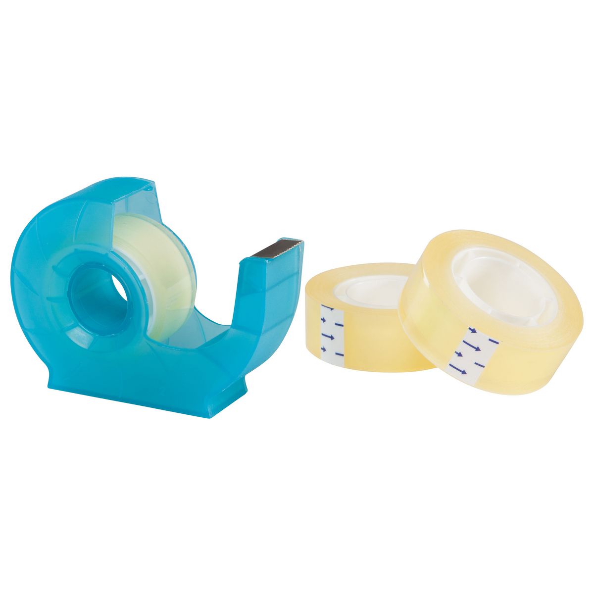 AUCHAN Dévidoir + 2 rouleaux adhésifs transparents 25m bleu