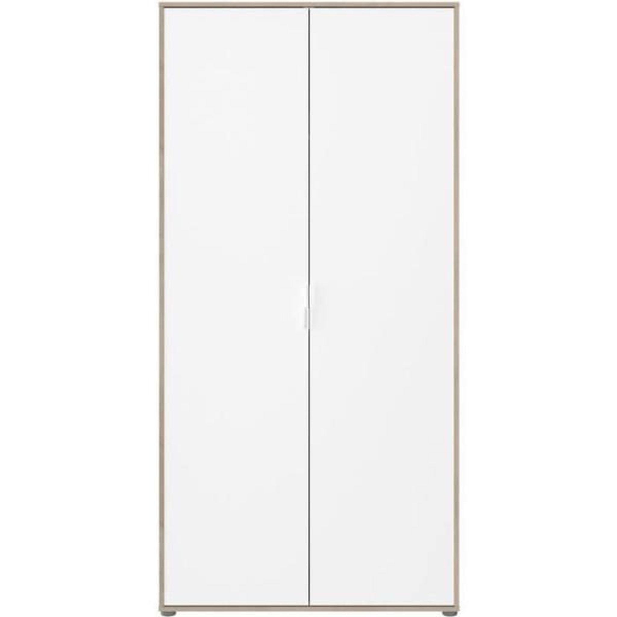 Voir la diapositive 3 : PARISOT Armoire de chambre - AALBORG - Blanc / Chene - 2 portes - 100 x 50,2 x 204,3 cm