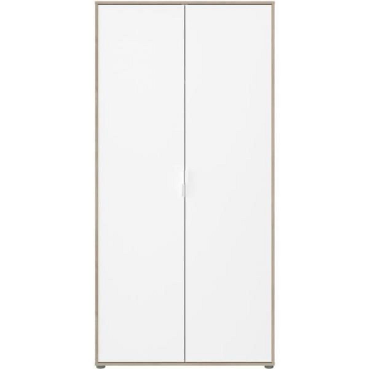 PARISOT Armoire de chambre - AALBORG - Blanc / Chene - 2 portes - 100 x 50,2 x 204,3 cm