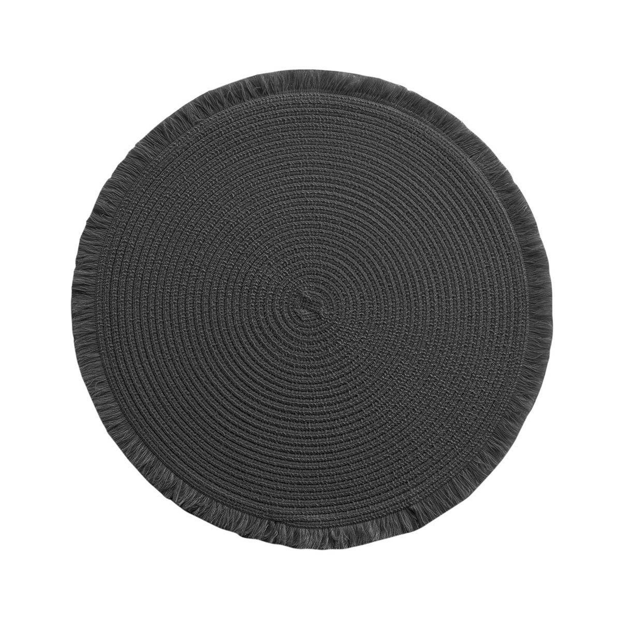 Douceur d'Intérieur Set de table rond avec franges  falbala  38cm noir
