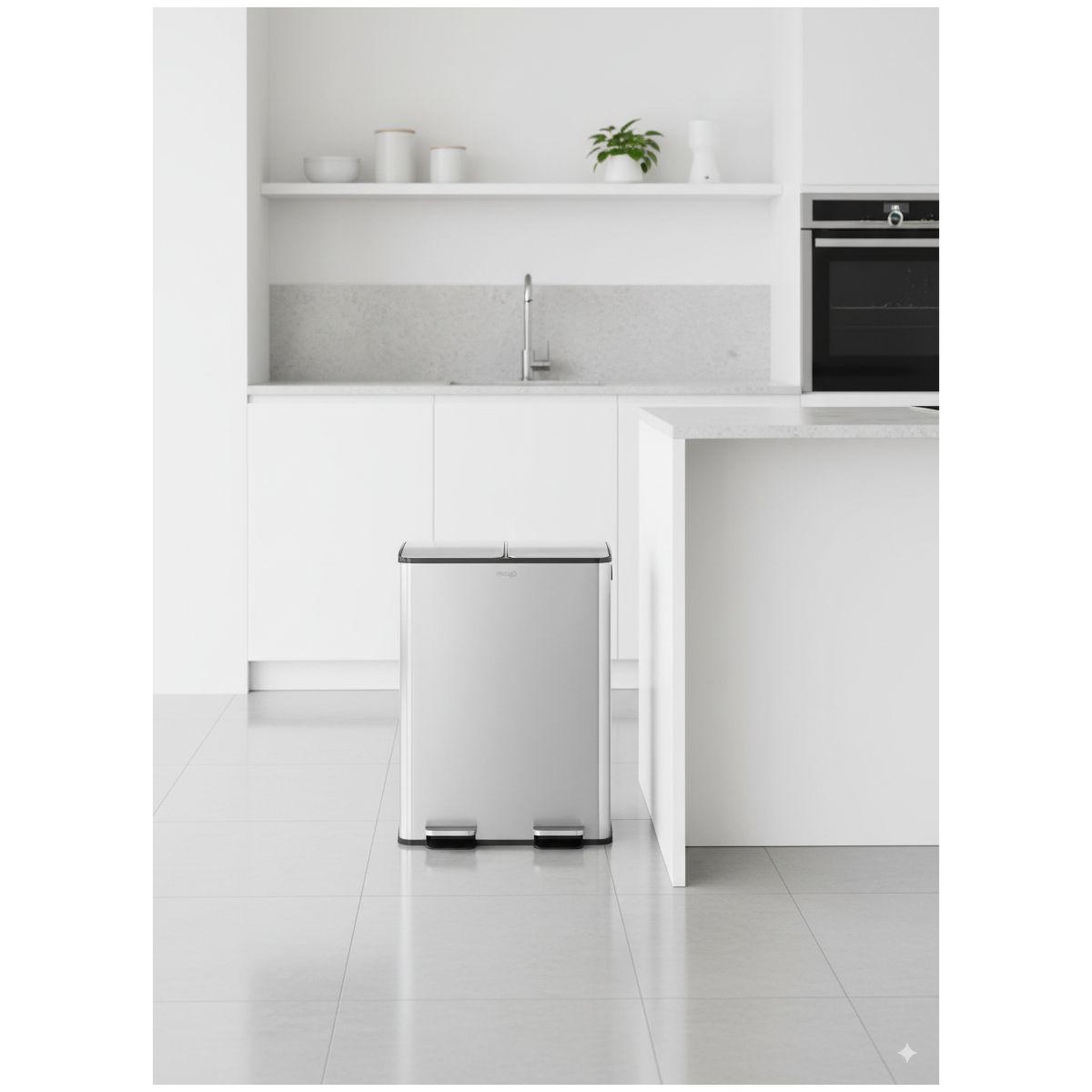 Voir la diapositive 5 : MIOGO Poubelle de cuisine tri sélectif tri selectif 60l inox