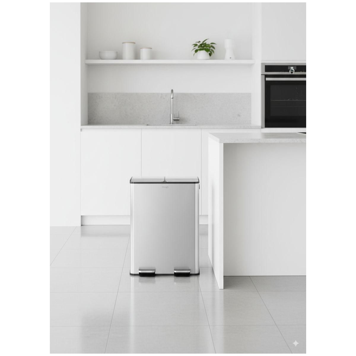 MIOGO Poubelle tri sélectif Tri selectif 60L inox