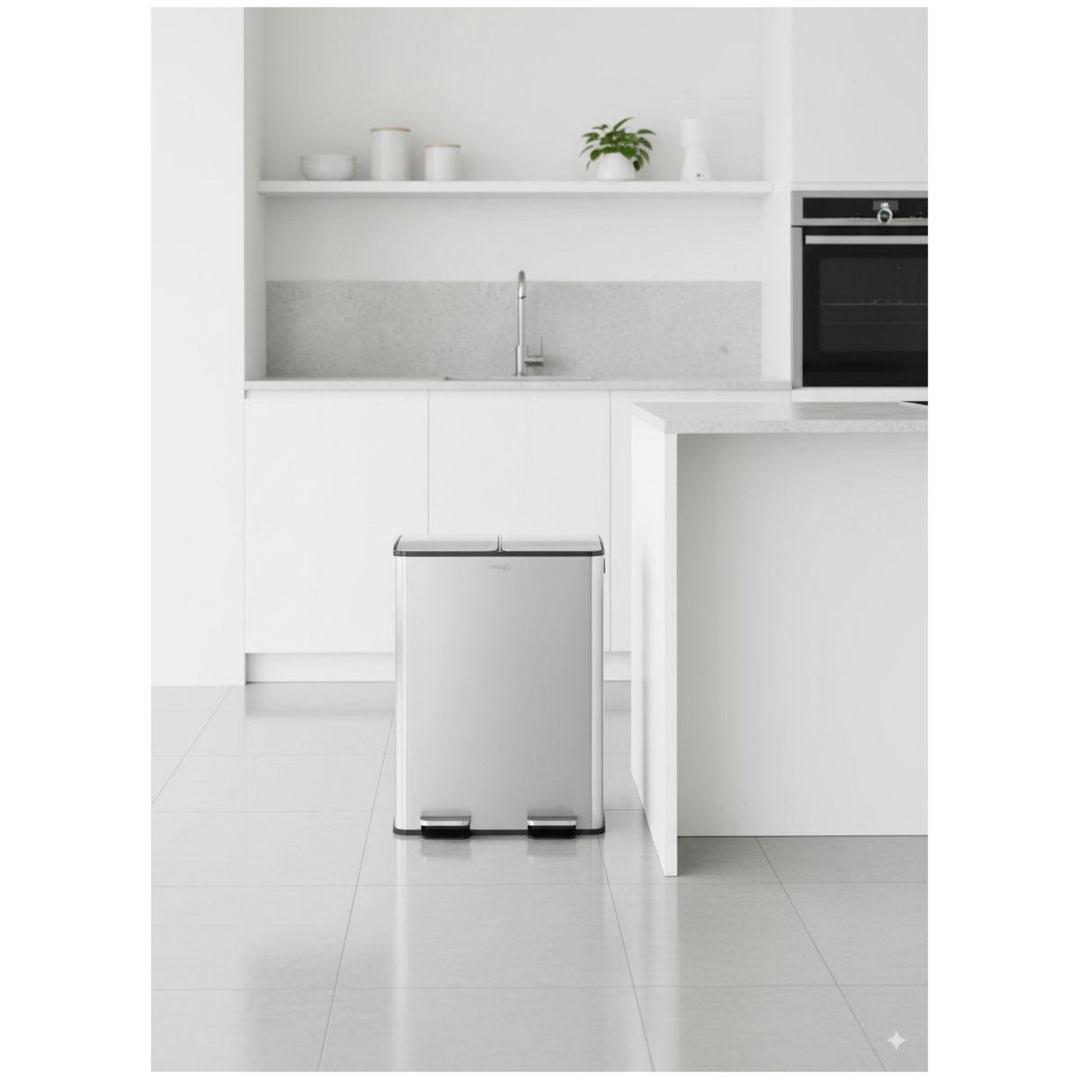 MIOGO Poubelle de cuisine tri sélectif Tri selectif 60L inox