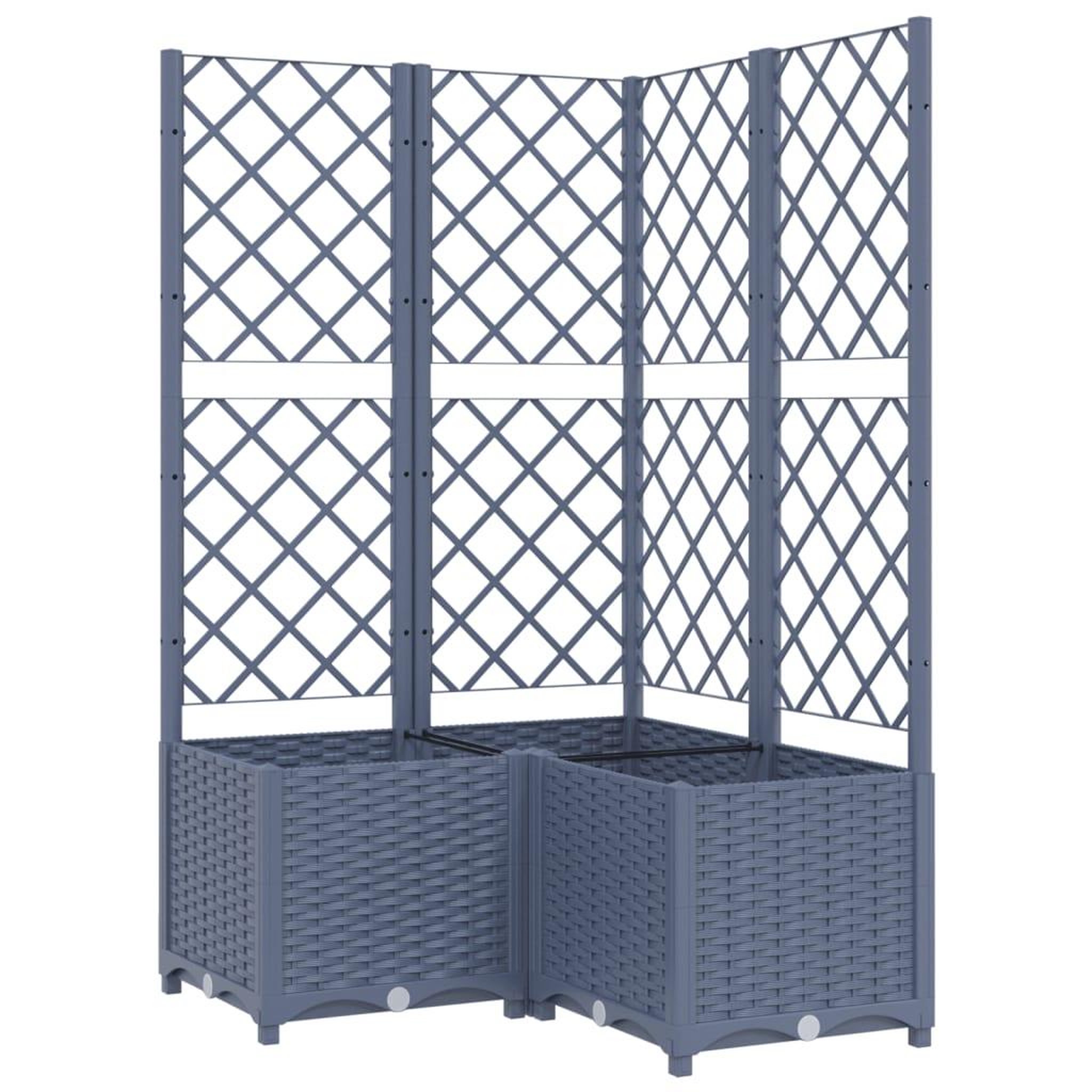Voir la diapositive 2 : VIDAXL Jardiniere avec treillis bleu gris 80x80x136 cm PP