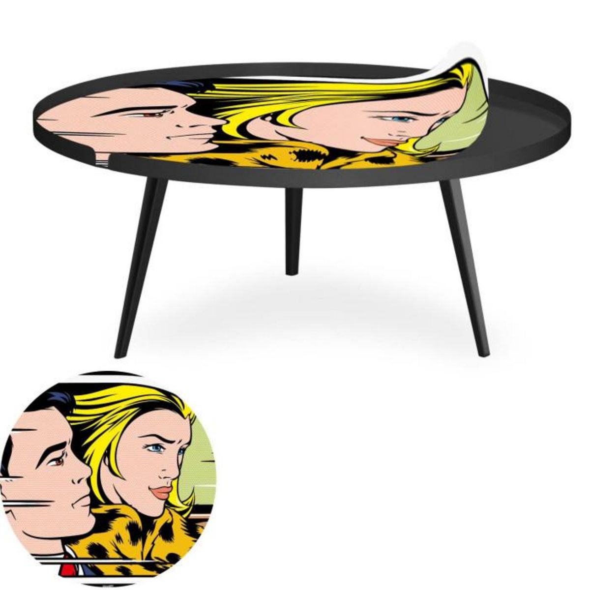 Paris Prix Table Basse à Rebord 1 Cover  Fast Car  90cm Noir