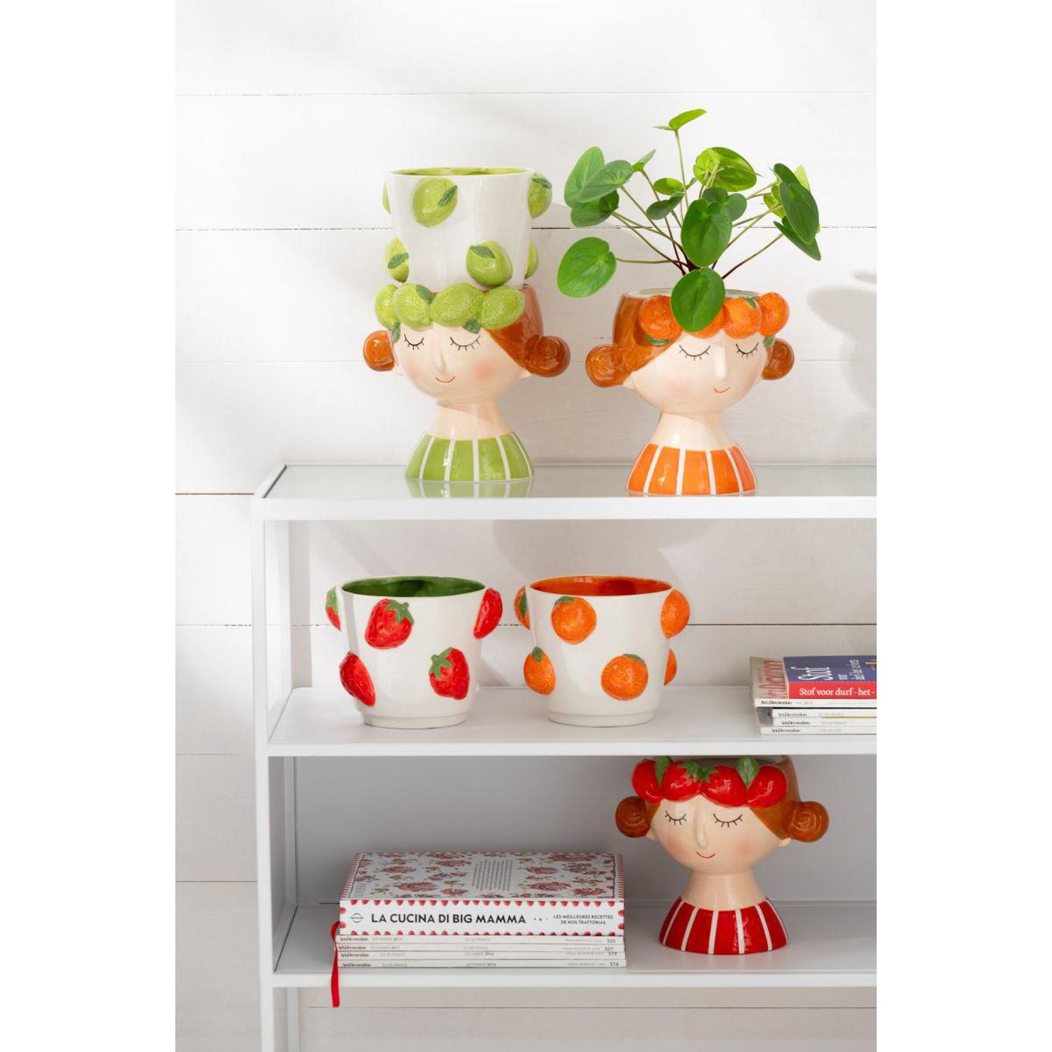Voir la diapositive 6 : J-LINE Cache-pot en 2 parties  fille fraise  30cm multicolore