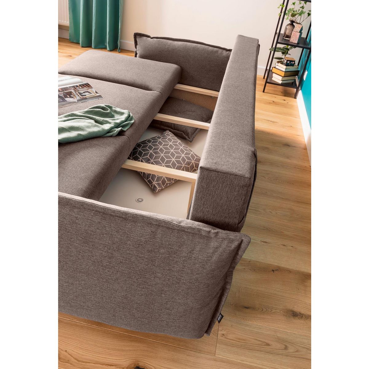 BEST MOBILIER Lena - canapé 3 places convertible - avec coffre - en tissu style scandinave