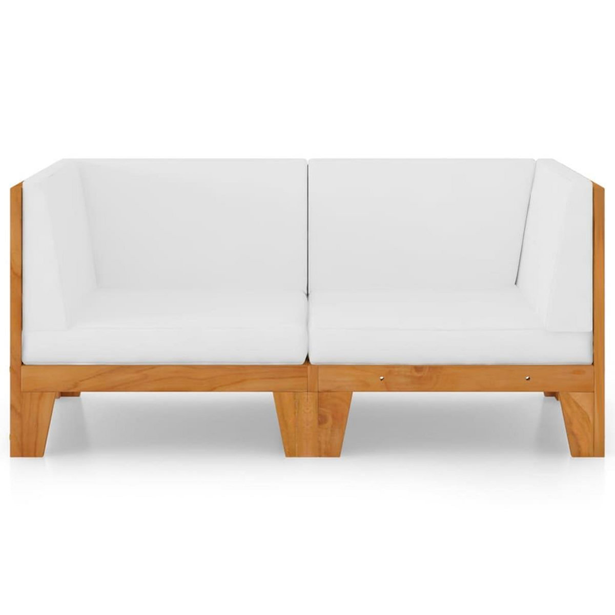 VIDAXL Canape 2 places avec coussins blanc creme Bois d'acacia massif