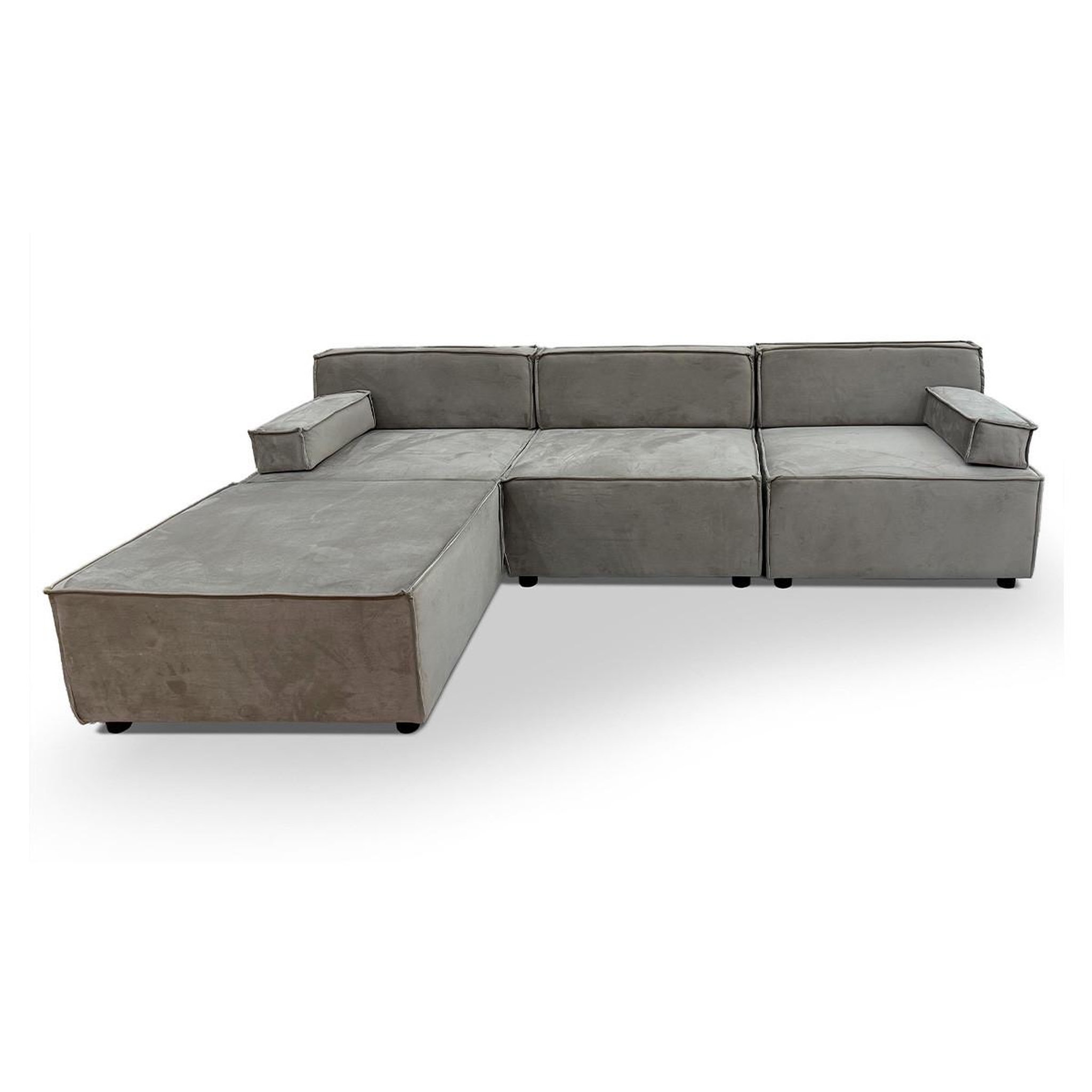 Paris Prix Canapé modulable en velours côtelé  todd  258cm taupe grisé