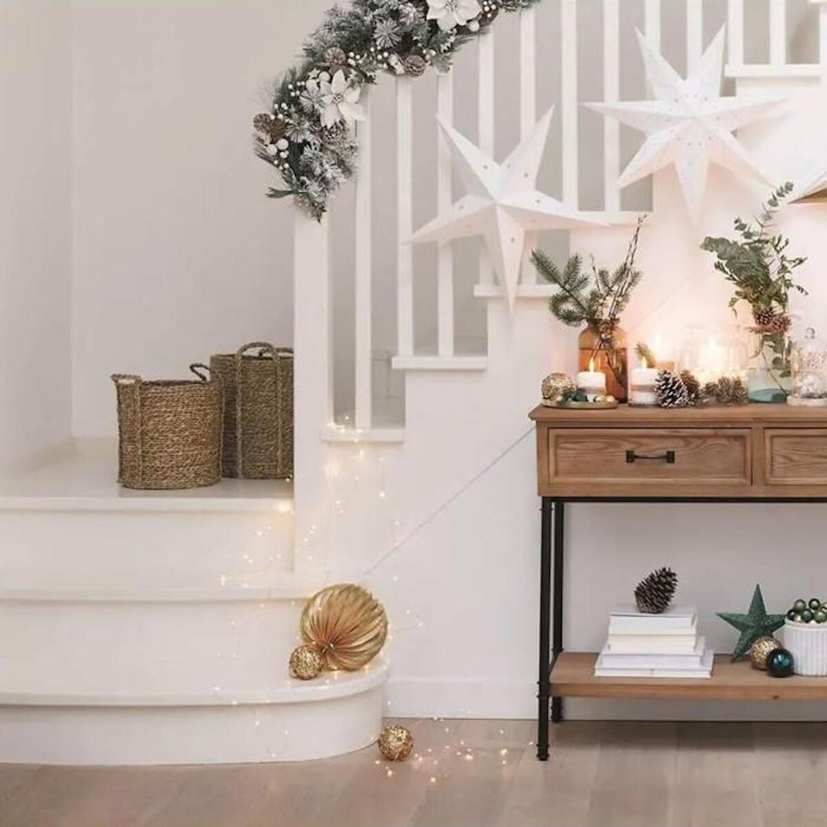 ATMOSPHERA Guirlande de Noël  Floqué  200cm Blanc & Vert