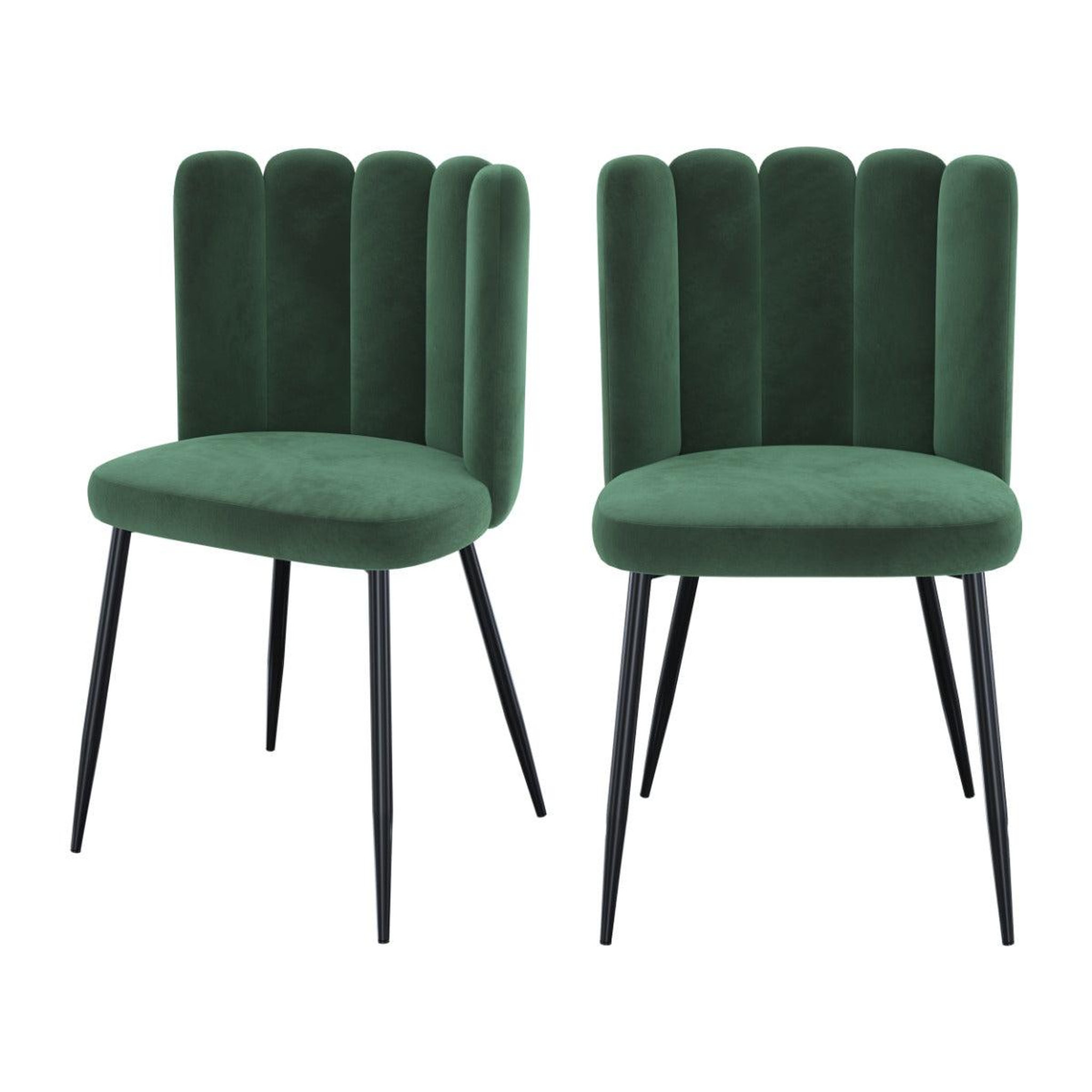 MAISON PAVANE Lot de 2 chaises en velours vert et pieds en métal-rosy