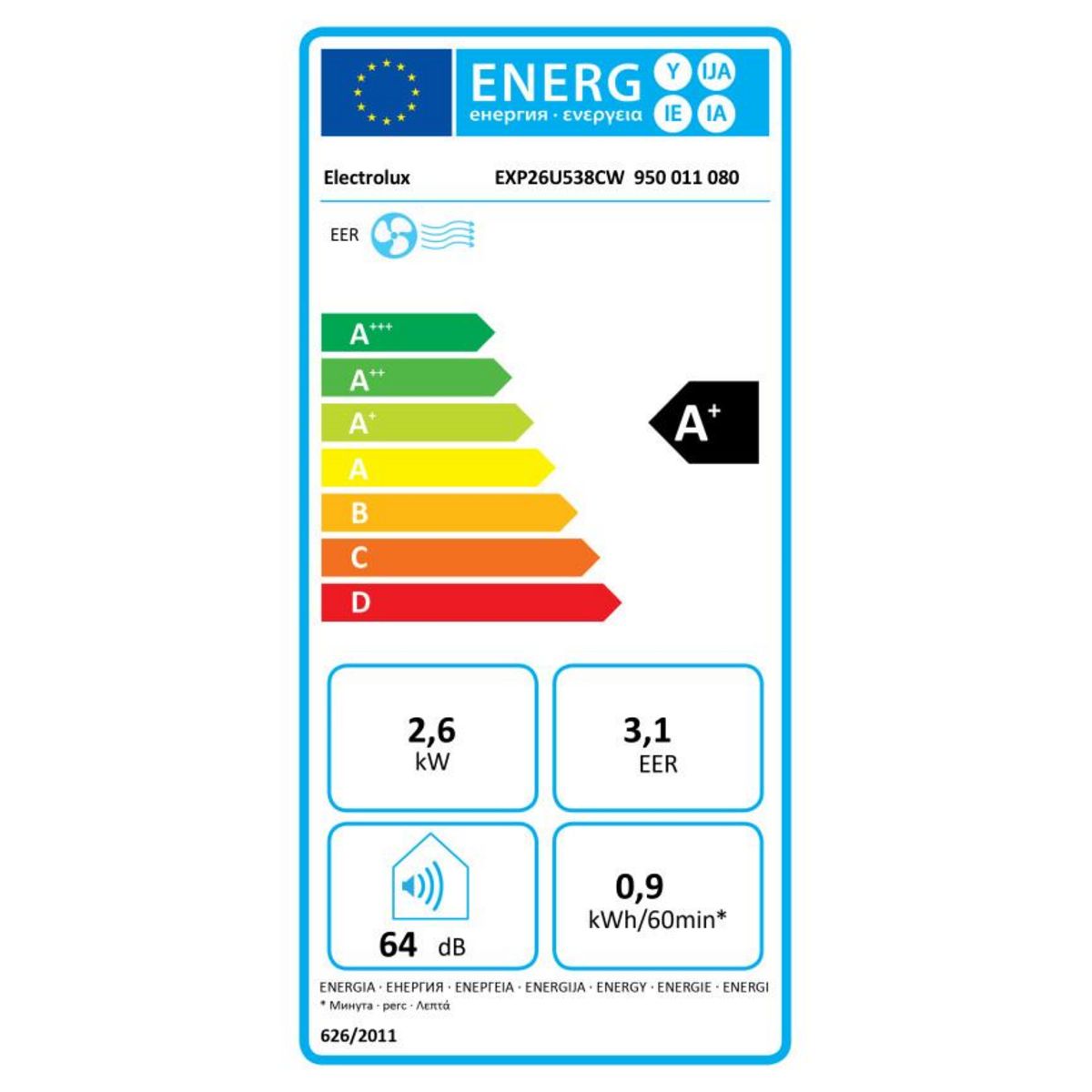 ELECTROLUX Climatiseur mobile 2600w 25m² blanc - exp26u538cw