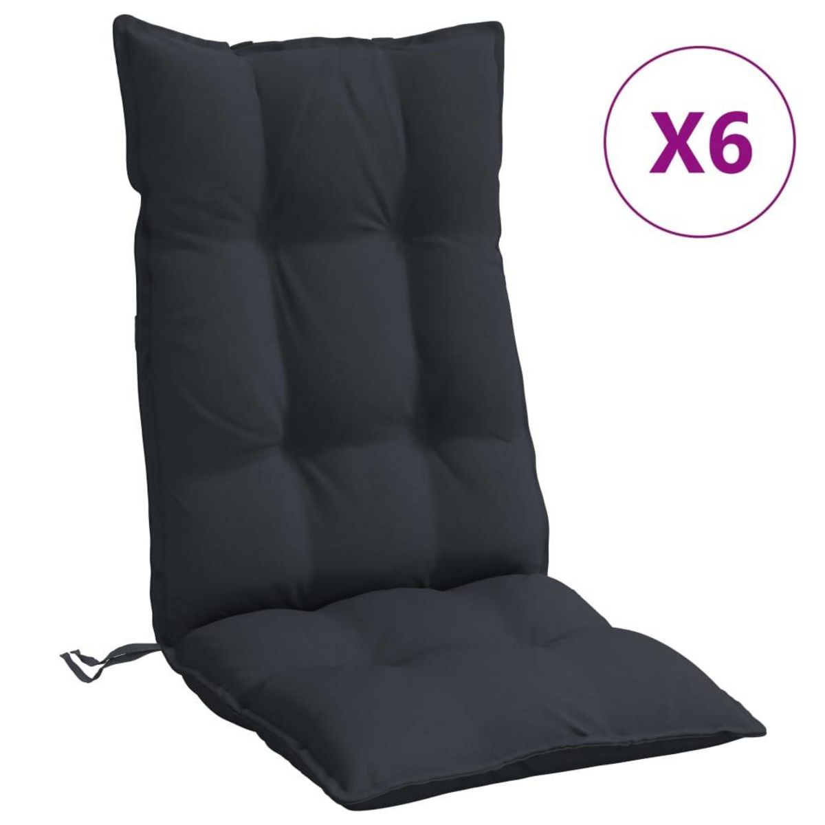 VIDAXL Coussins de chaise a dossier haut lot de 6 noir tissu oxford