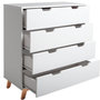Voir la diapositive 2 : VS VENTA-STOCK Commode Miranda avec 4 tirois en Couleur Blanc, Pieds en Bois Naturel