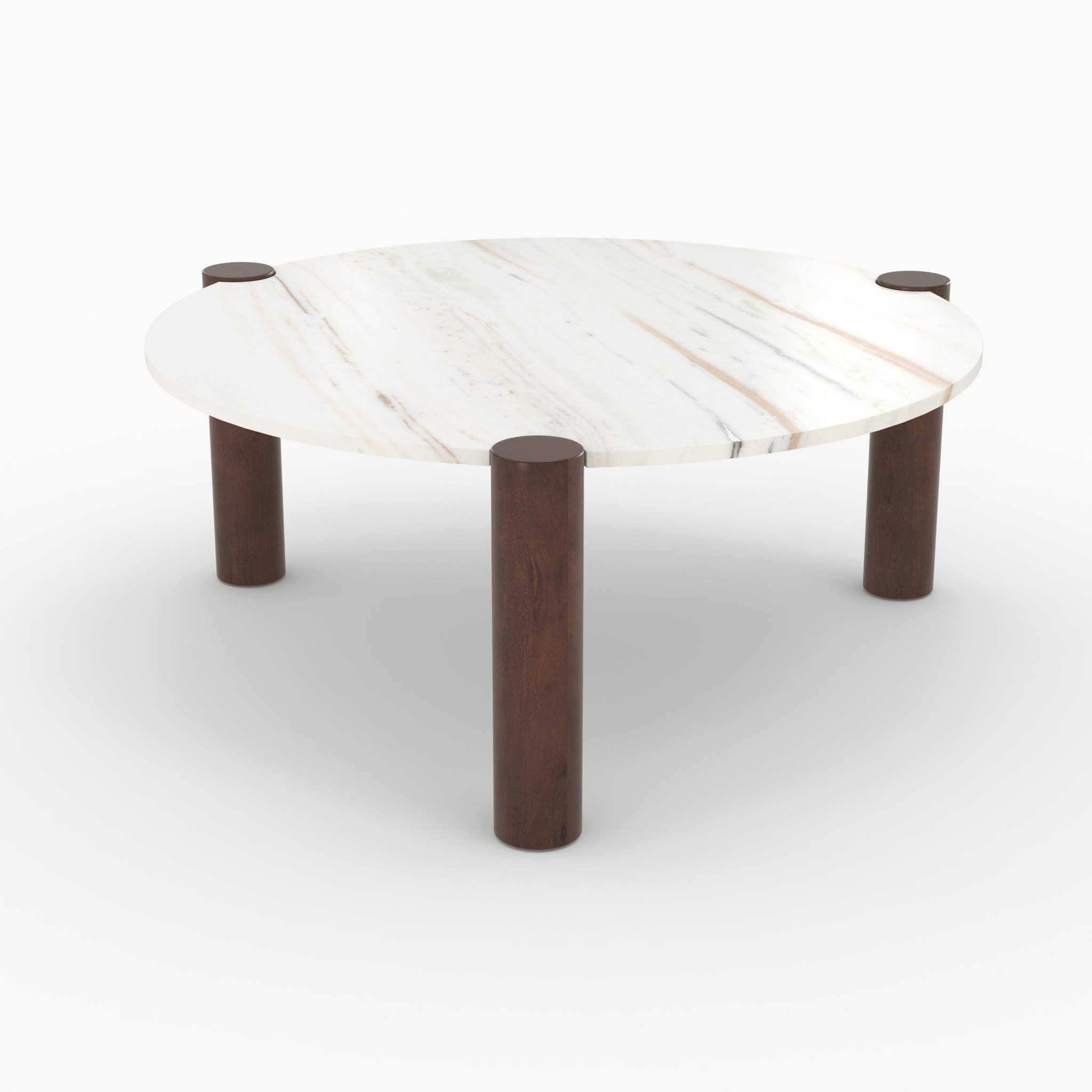MAISON PAVANE Table basse ronde en marbre et bois de manguier d86 cm-pauline