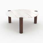 Rendez vous déco Table basse ronde en marbre et bois de manguier D86 cm-Pauline