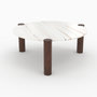Voir la diapositive 1 : Rendez vous déco Table basse ronde en marbre et bois de manguier D86 cm-Pauline