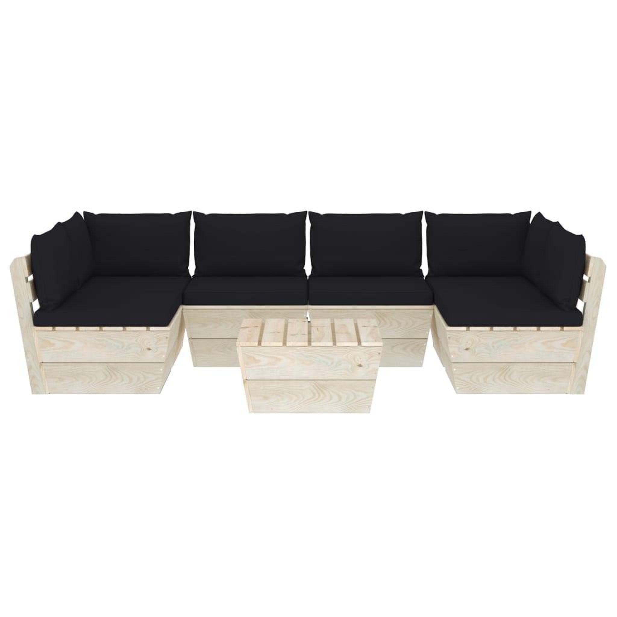 Voir la diapositive 3 : VIDAXL Salon de jardin palette 7 pcs avec coussins bois d'epicea