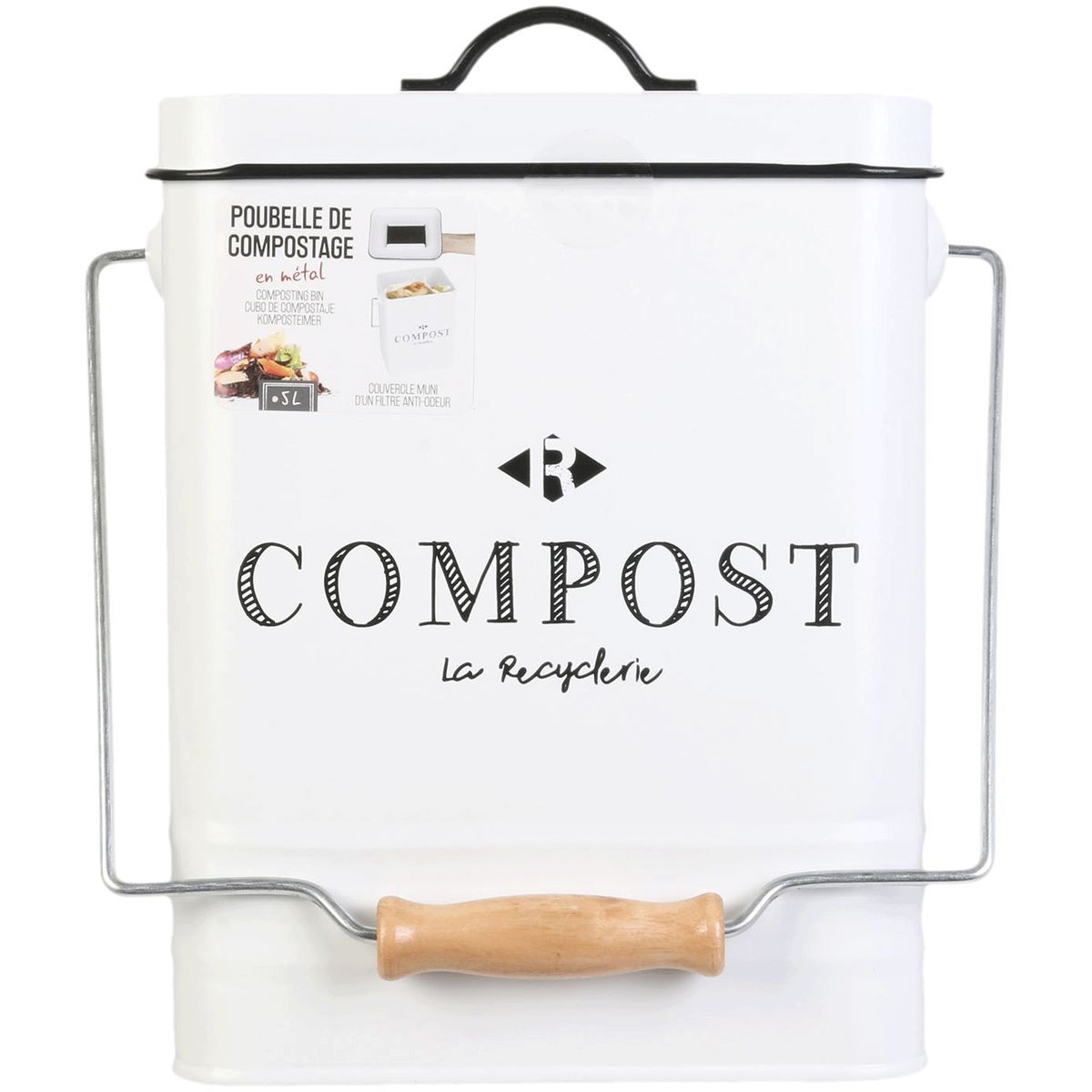  Boite de compost 5 litres bois et acier inoxydable