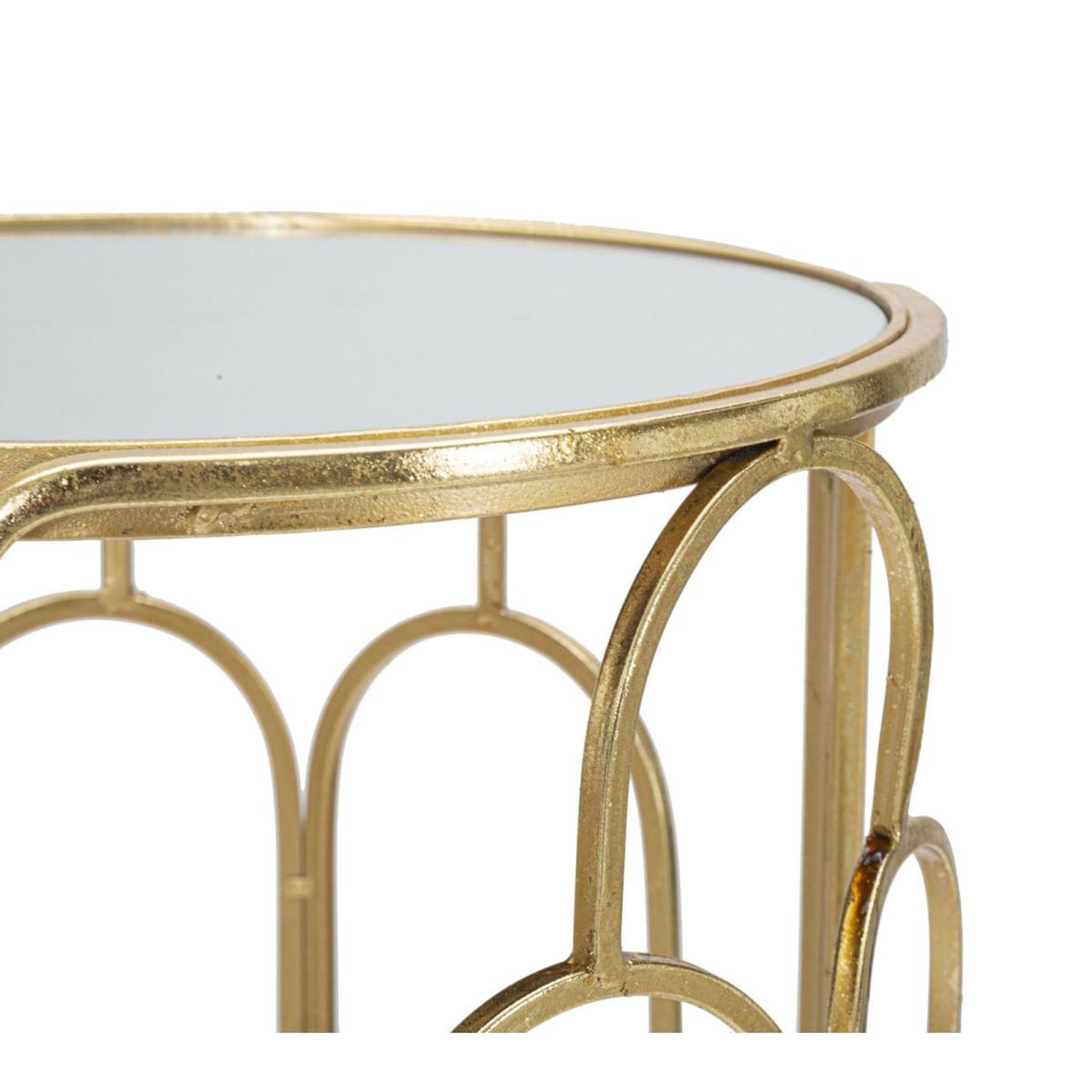 Voir la diapositive 4 : Paris Prix Lot de 2 tables d'appoint gigogne ronde  arty  70cm or