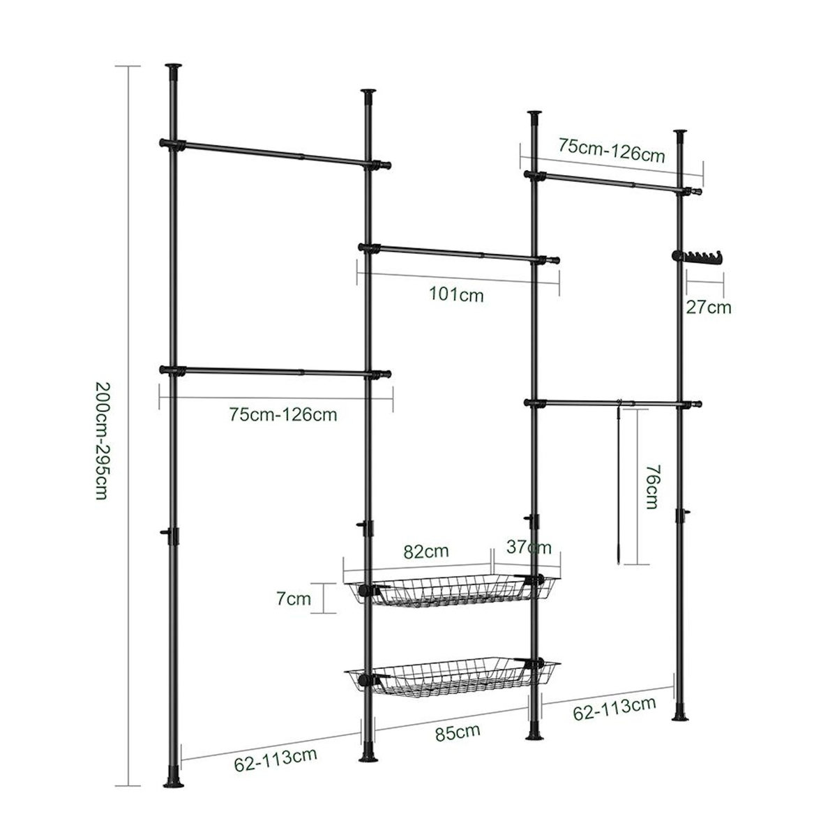 SOBUY SoBuy - Portemanteau Sur Pied à deux étagères - Fonctionnel - KLS04-II