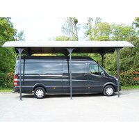 Tente garage carport dim. 6L x 3,6l x 2,75H m acier galvanisé robuste PE  haute densité 195 g/m² imperméable anti-UV blanc gris