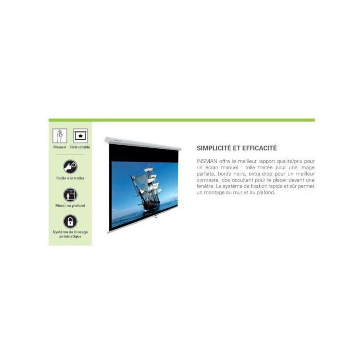 INSTAAL Écran de projection manuel 240x180cm - insman240v3b