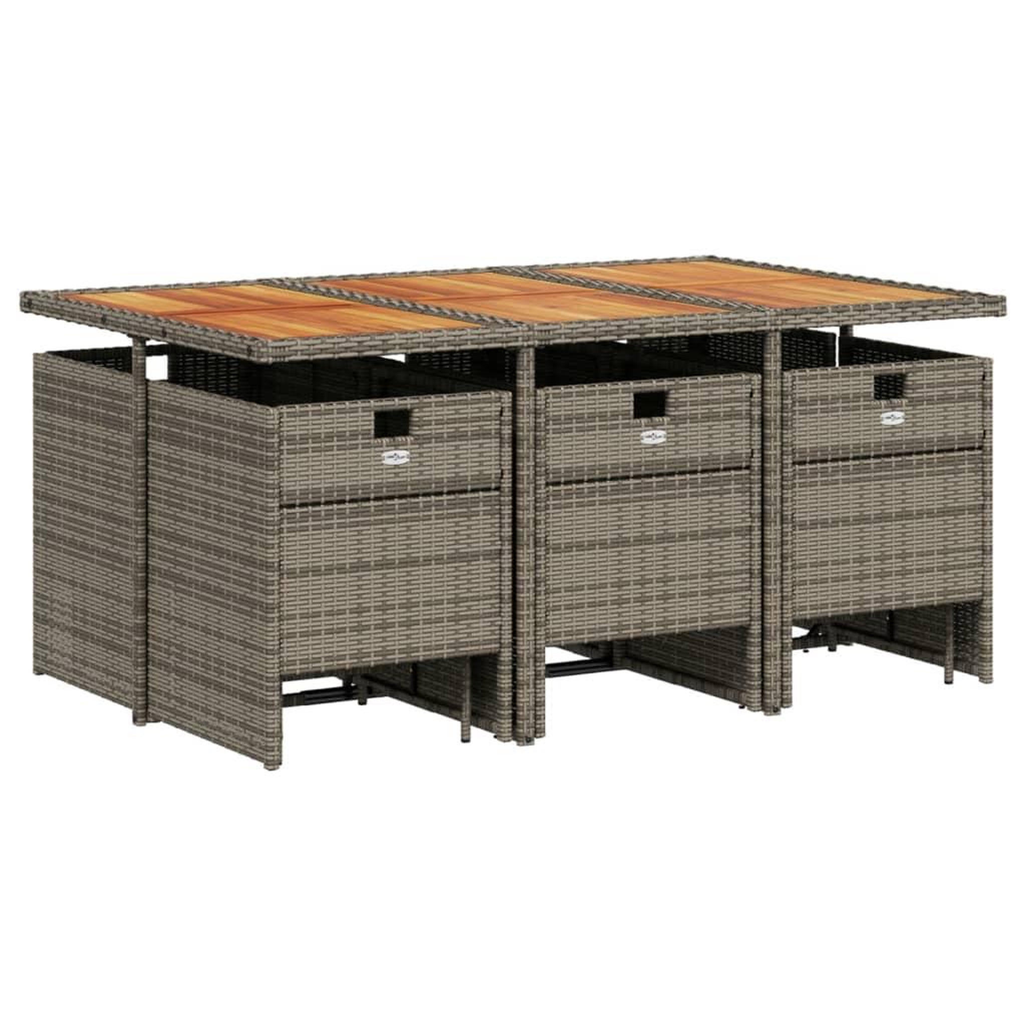 Voir la diapositive 3 : VIDAXL Ensemble a manger de jardin 11pcs avec coussins gris poly rotin