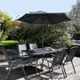 Oviala Salon  de jardin avec parasol - 6 places - Résine et verre - BORMES