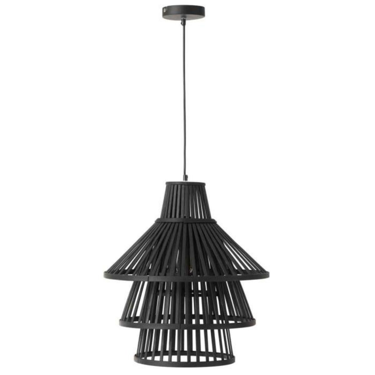 Paris Prix Lampe Suspension en Bambou  Midano  42cm Noir