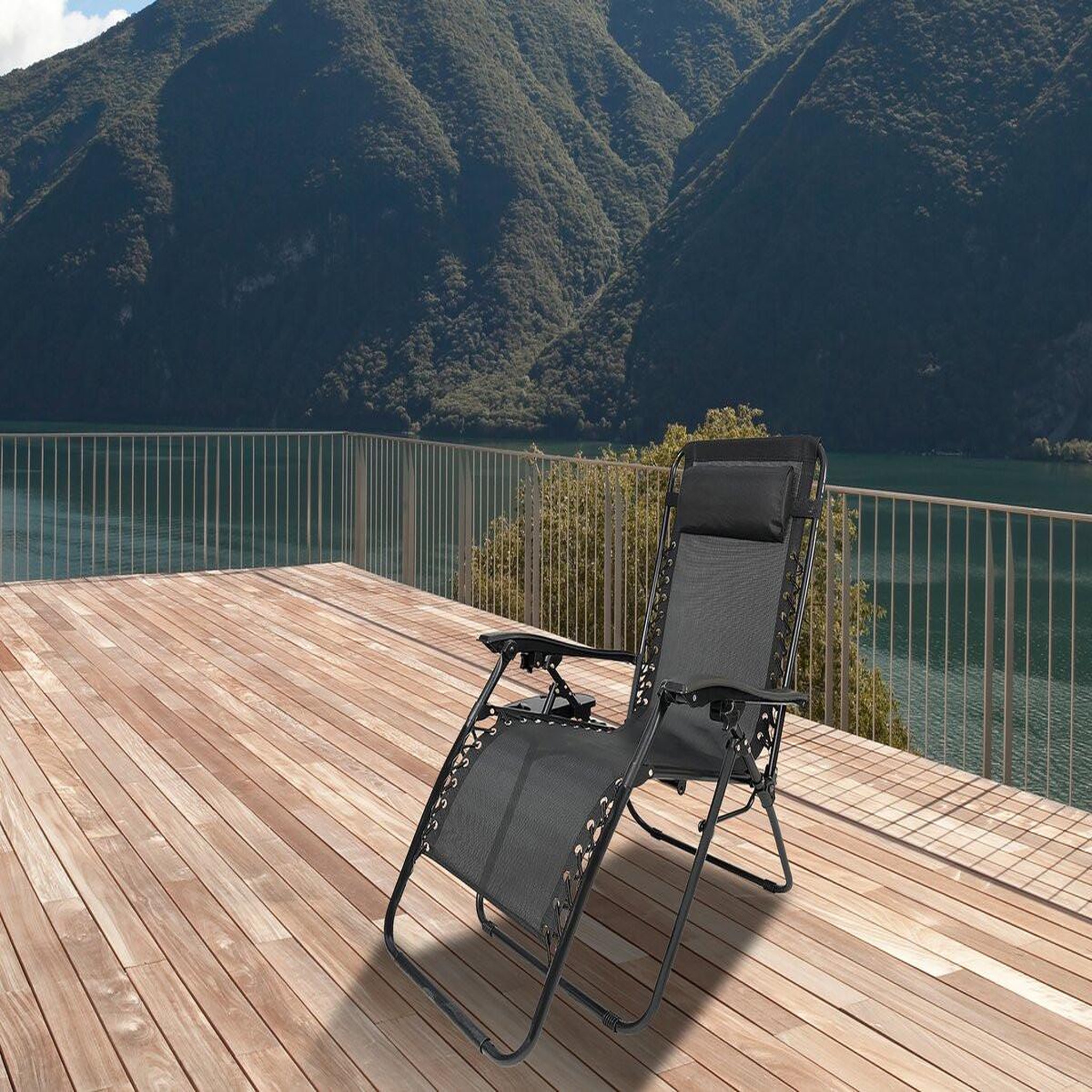 Voir la diapositive 2 : Habitat et Jardin Fauteuil de jardin relax zéro gravité  sintra  - noir