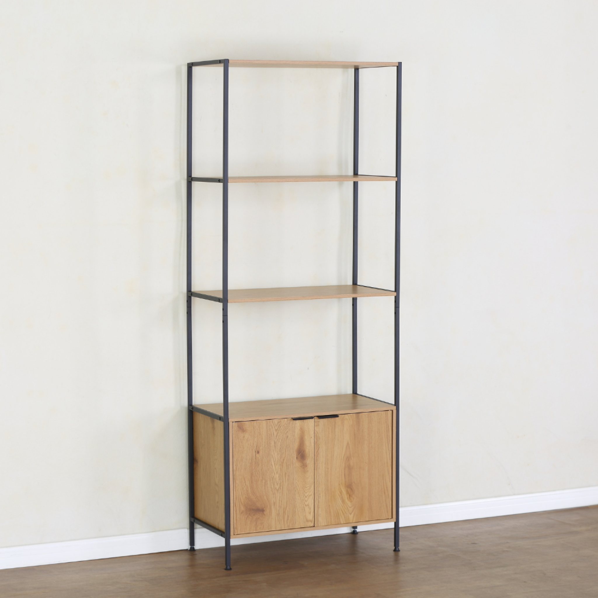 Voir la diapositive 4 : CONCEPT USINE Etagère 4 rangements et placard 176 cm bois et noir tydie
