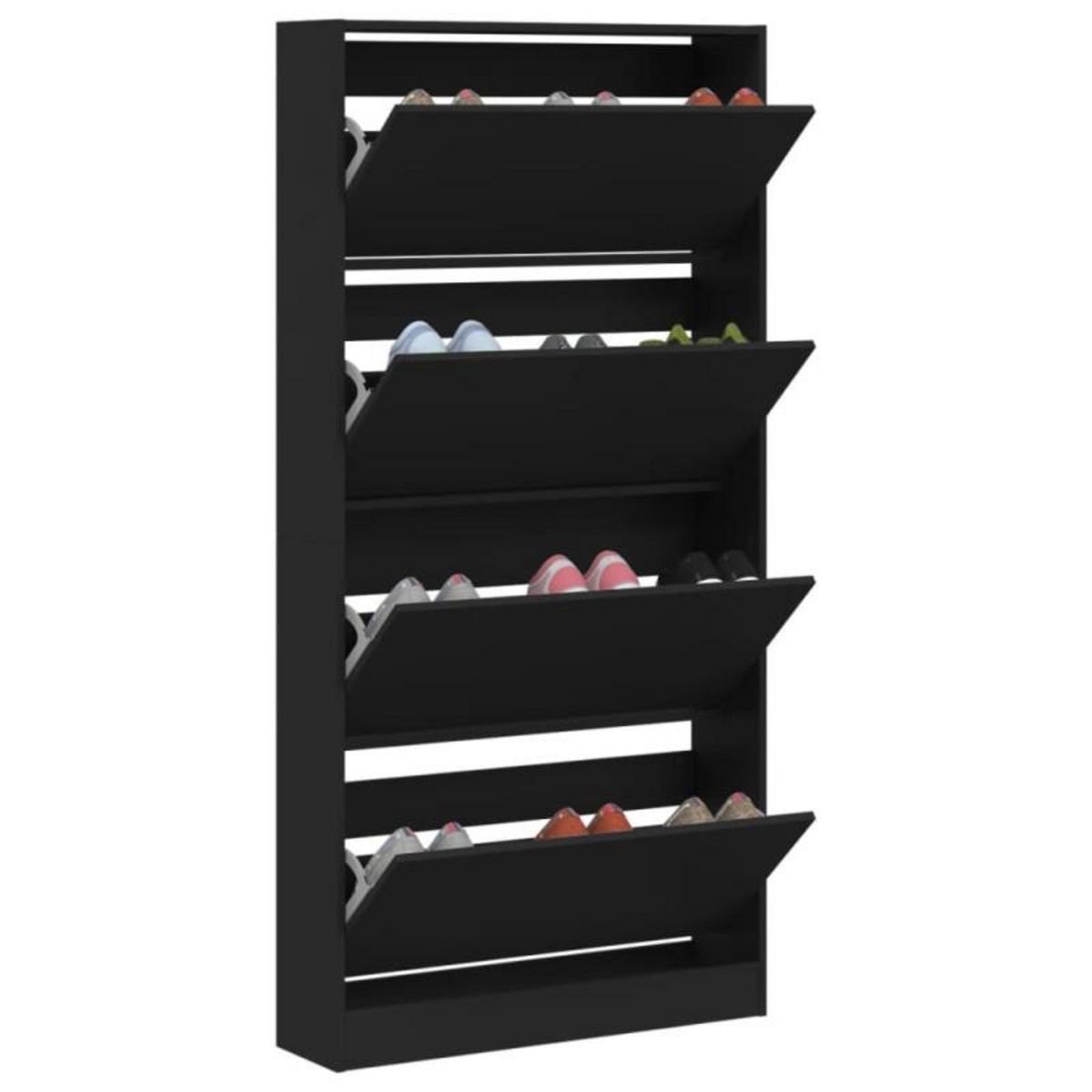 VIDAXL Armoire à chaussures 4 tiroirs rabattables noir 80x21x163,5 cm