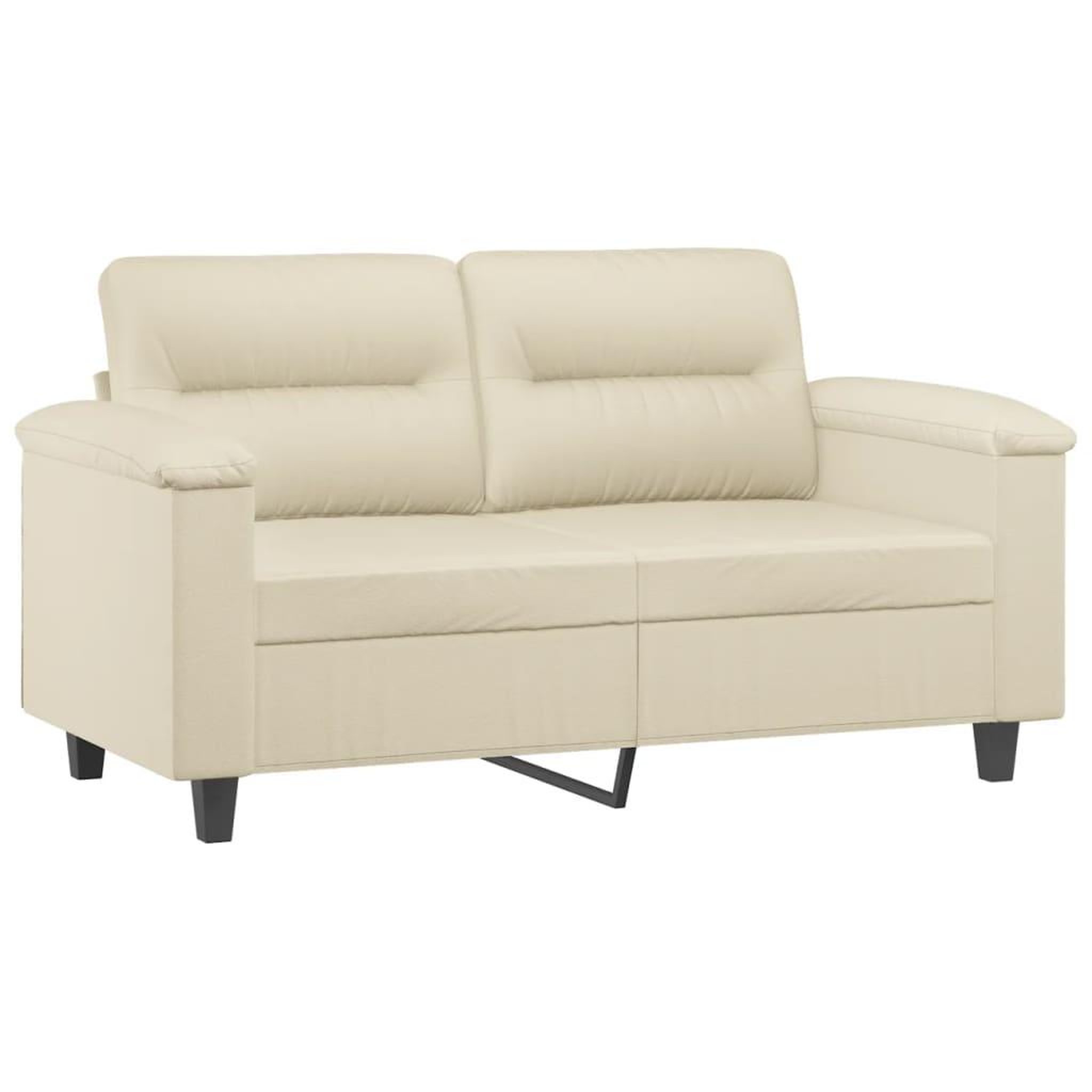 Voir la diapositive 2 : VIDAXL Canape a 2 places Creme 120 cm Similicuir