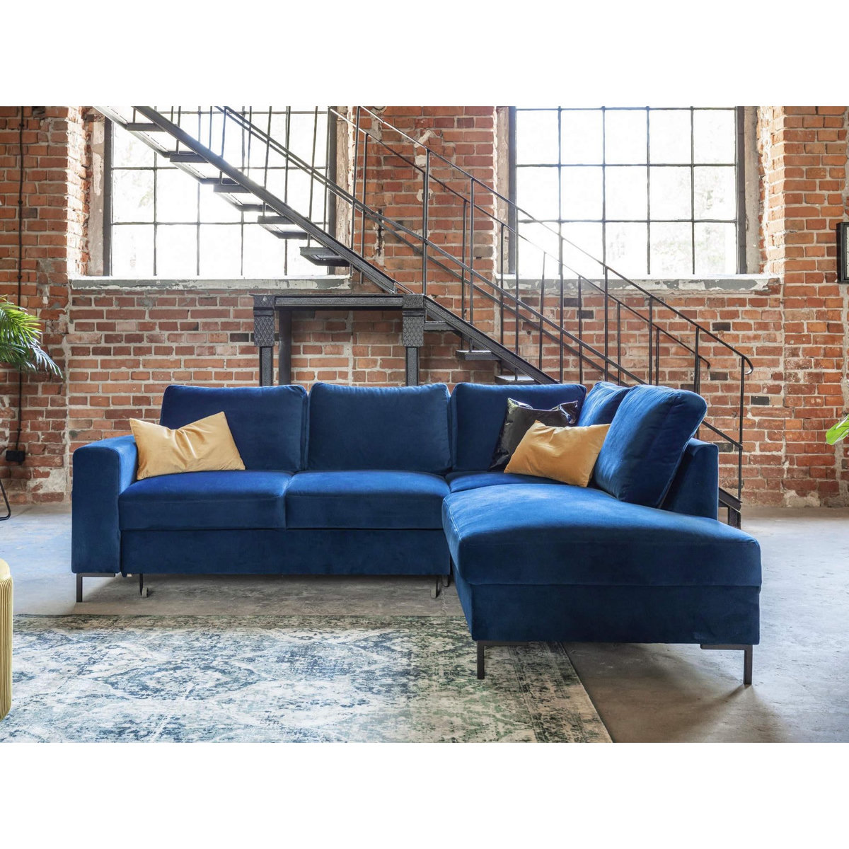 BEST MOBILIER Lilly - canapé d'angle droit - 5 places - convertible - en velours