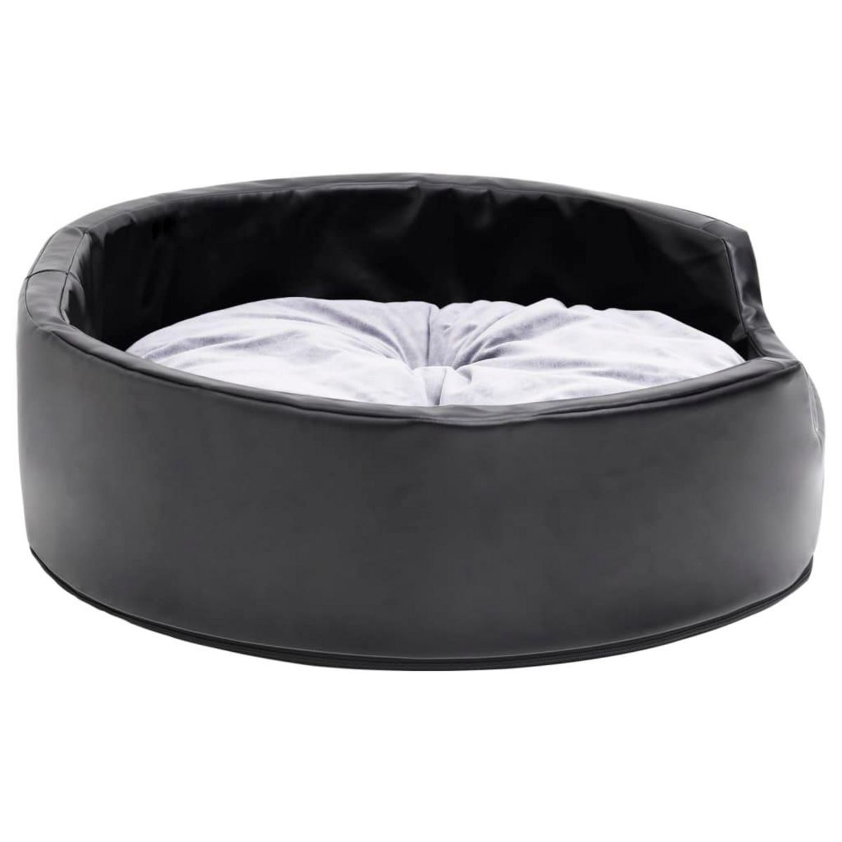 VIDAXL Lit pour chiens Noir et gris 69x59x19 cm Peluche et similicuir