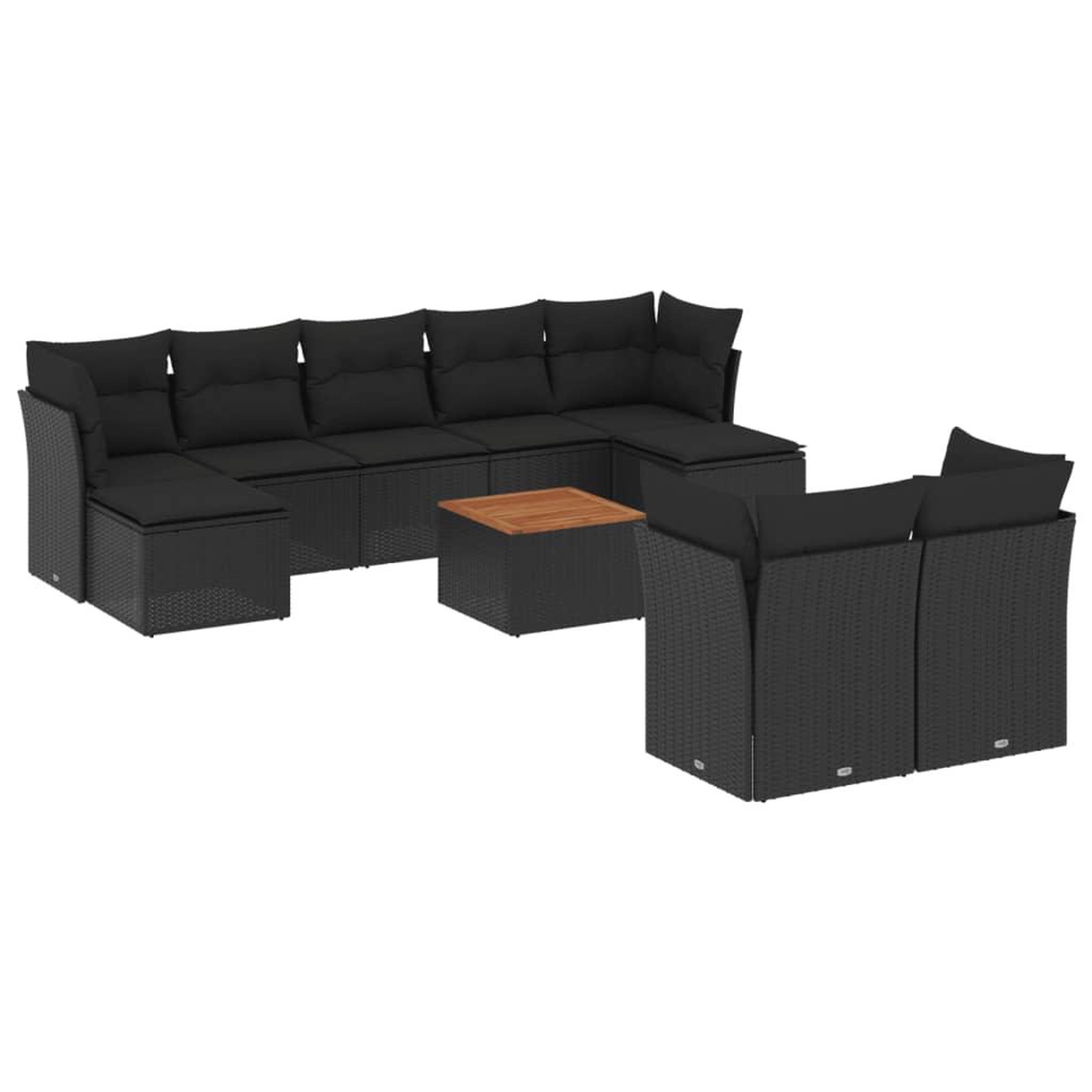 Voir la diapositive 2 : VIDAXL Salon de jardin 10 pcs avec coussins noir resine tressee