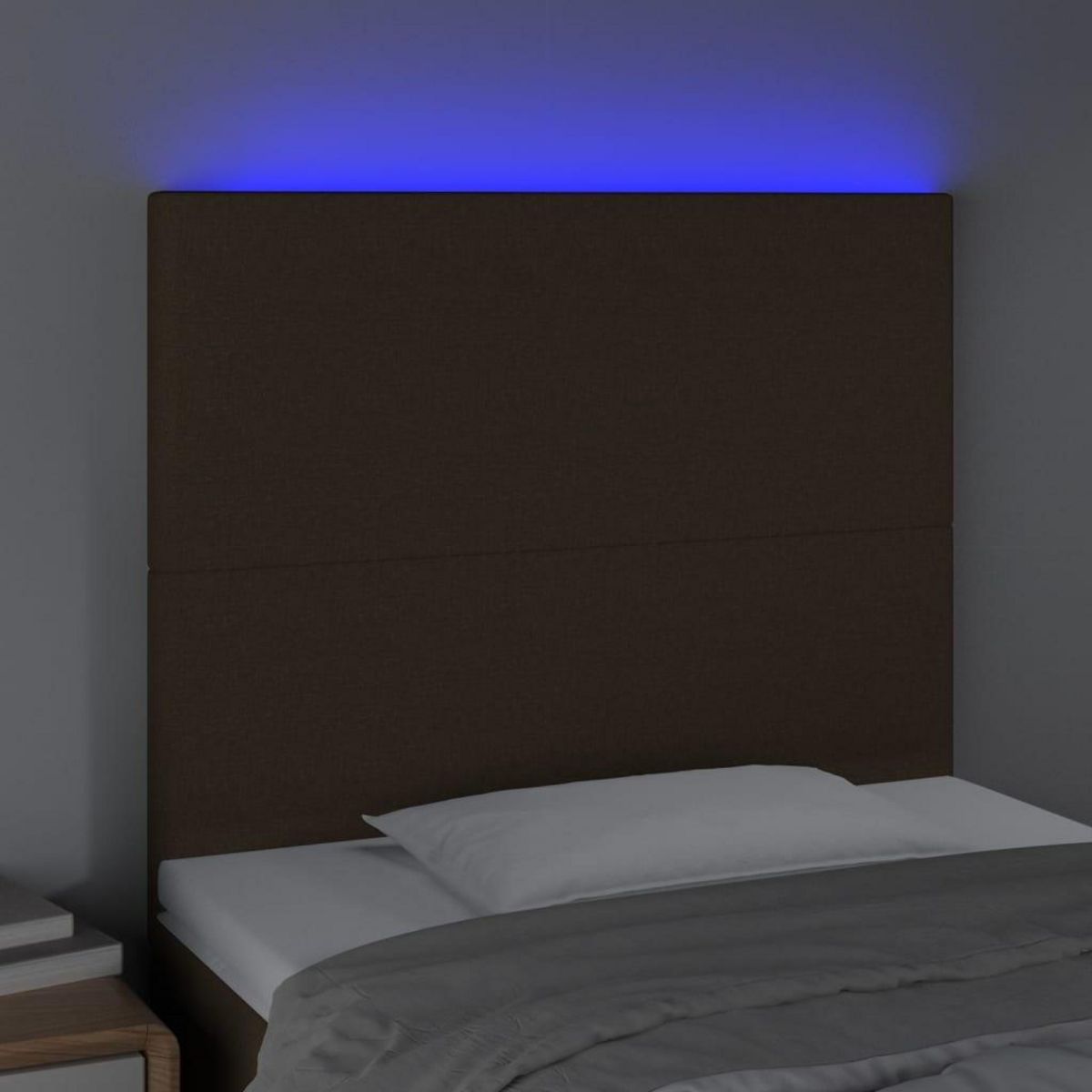 VIDAXL Tete de lit a LED Marron fonce 80x5x118/128 cm Tissu