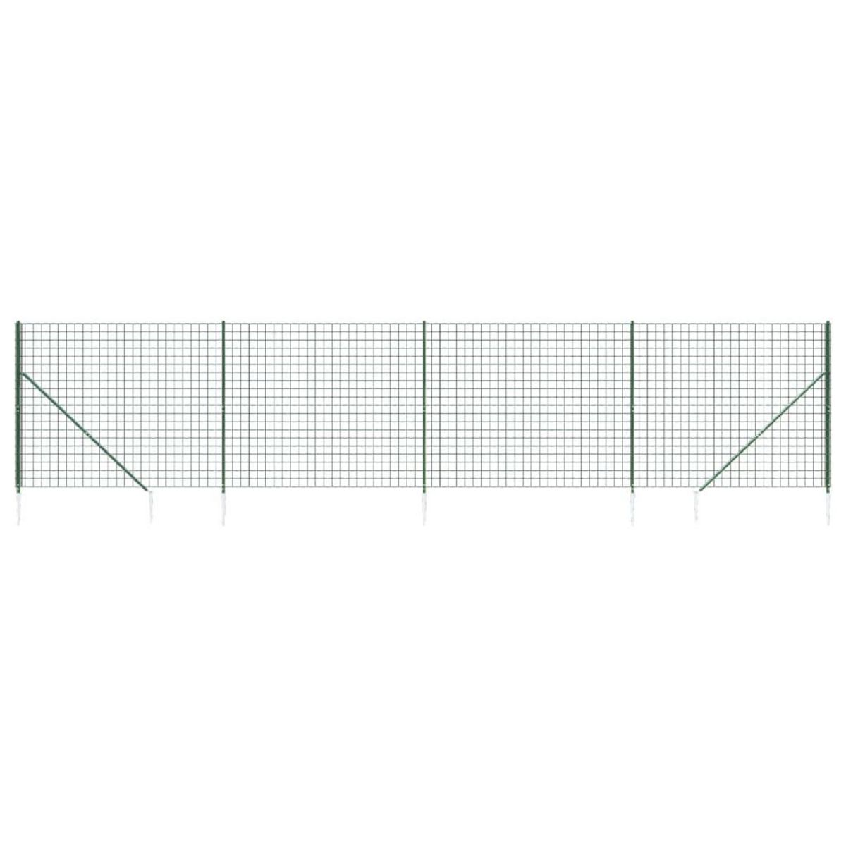 VIDAXL Cloture en treillis metallique et piquet d'ancrage vert 1,6x10m