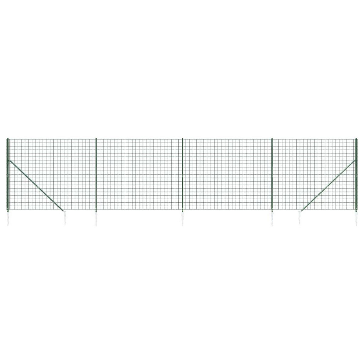 VIDAXL Cloture en treillis metallique et piquet d'ancrage vert 1,6x10m