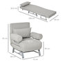 Voir la diapositive 3 : HOMCOM Fauteuil chauffeuse canapé-lit convertible inclinable 1 place grand confort coussin lombaires accoudoirs piètement métal lin gris clair