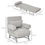 Voir la diapositive 3 : HOMCOM Fauteuil chauffeuse canapé-lit convertible inclinable 1 place grand confort coussin lombaires accoudoirs piètement métal lin gris clair