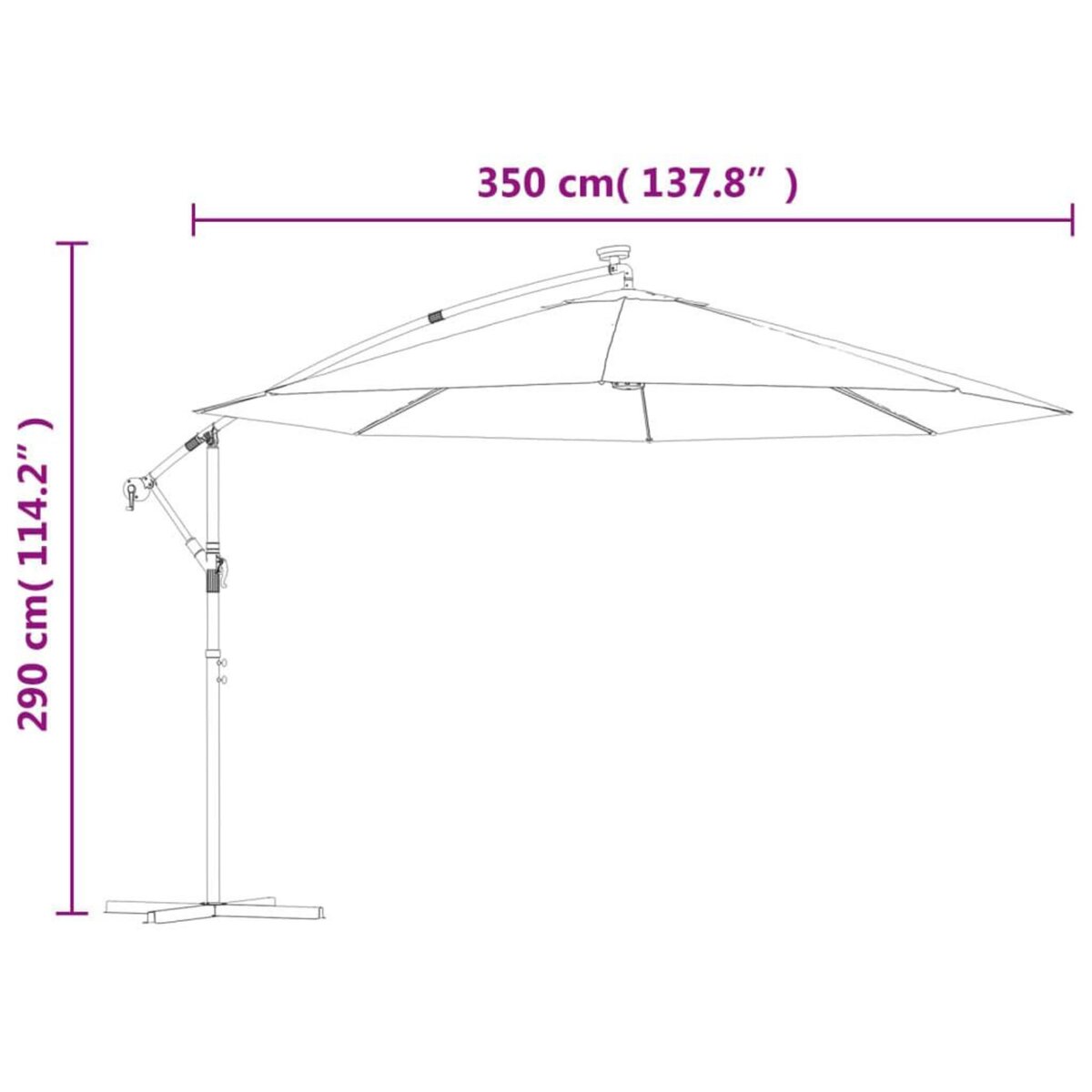 VIDAXL Parasol de jardin en porte-a-faux avec lumieres LED terre cuite